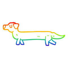 rainbow gradient line drawing cartoon dachshund