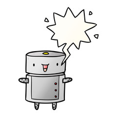 cute cartoon robot and speech bubble in smooth gradient style