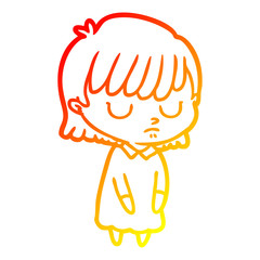 warm gradient line drawing cartoon woman