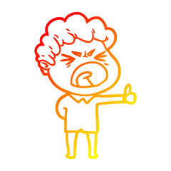 warm gradient line drawing cartoon furious man