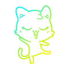 cold gradient line drawing cartoon cat