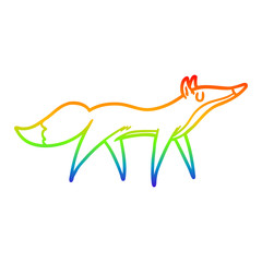 rainbow gradient line drawing cartoon fox