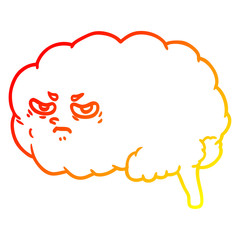 warm gradient line drawing cartoon angry brain