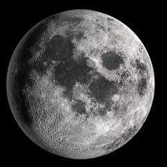 Papier Peint photo Lavable Pleine lune Pleine lune en haute résolution isolée sur fond noir.