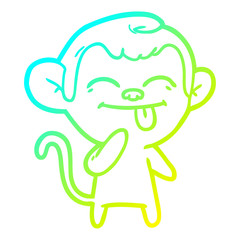cold gradient line drawing funny cartoon monkey