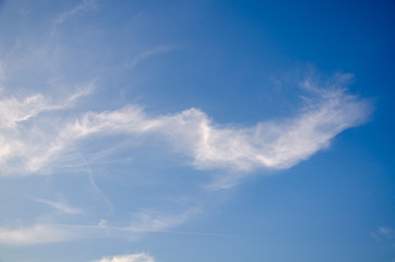 Naklejka na ściany i meble Blue sky background with white abstract clouds