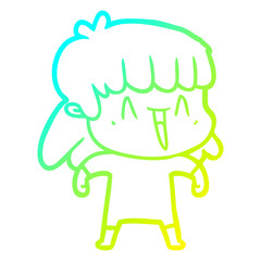 cold gradient line drawing cartoon woman