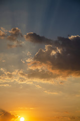 Colorful sky background with clouds at sunset