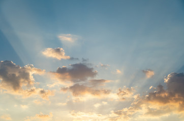 Naklejka na ściany i meble Sky background with clouds at sunrise