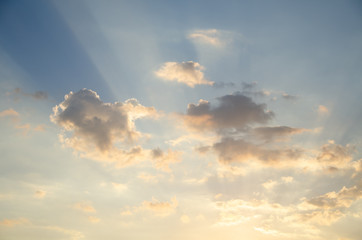 Sky background with clouds at sunrise