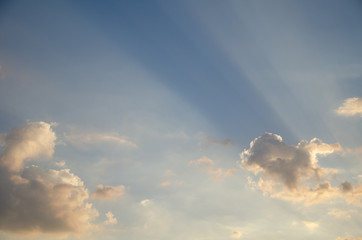 Sky background with clouds at sunrise