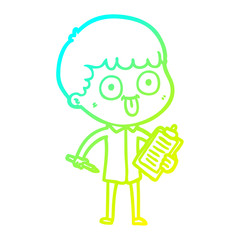 cold gradient line drawing cartoon man staring