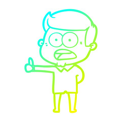 cold gradient line drawing cartoon shocked man