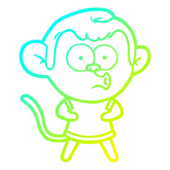 cold gradient line drawing cartoon surprised monkey