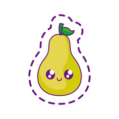 patch of delicious pear fruit kawaii character