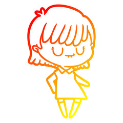 warm gradient line drawing cartoon woman