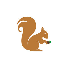 Vector illustration of squirrel with nuts in hand