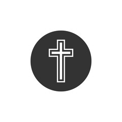 Religion, christian cross icon. Vector illustration, flat design.