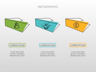 Presentation creative concept business data visualization for infographic. With 3 options. Vector illustration. 