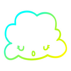 cold gradient line drawing cute cartoon cloud