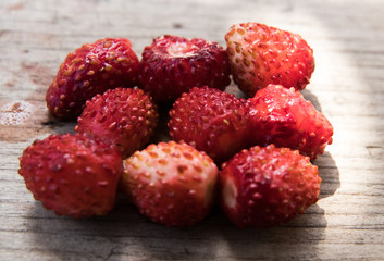 strawberries on a gray wooden board