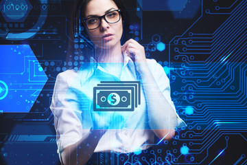 The concept of business, technology, the Internet and the network. A young entrepreneur working on a virtual screen of the future and sees the inscription: