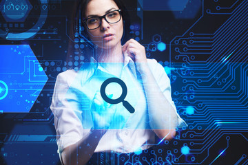 The concept of business, technology, the Internet and the network. A young entrepreneur working on a virtual screen of the future and sees the inscription: