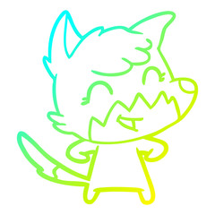 cold gradient line drawing happy cartoon fox