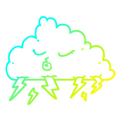cold gradient line drawing cartoon thundercloud