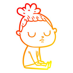 warm gradient line drawing cartoon calm woman