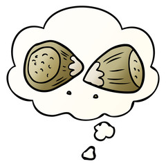 cartoon hazelnuts and thought bubble in smooth gradient style