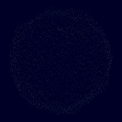 Sphere consisting of many small particles on a dark blue background. Vector illustration