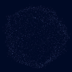 Sphere consisting of many small particles on a dark blue background. Vector illustration