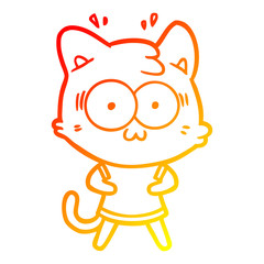 warm gradient line drawing cartoon surprised cat
