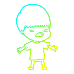 cold gradient line drawing cartoon stressed man