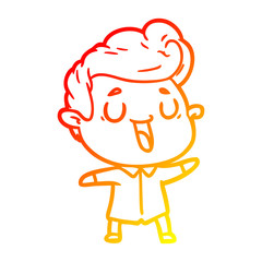 Obraz premium warm gradient line drawing happy cartoon man
