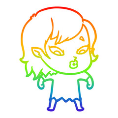 rainbow gradient line drawing cute cartoon vampire girl