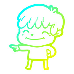 Obraz premium cold gradient line drawing cartoon happy boy
