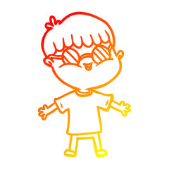 warm gradient line drawing cartoon boy wearing spectacles