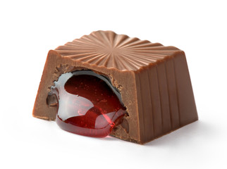 milk chocolate candy with cherry filling