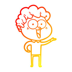 warm gradient line drawing excited man cartoon