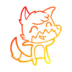 warm gradient line drawing happy cartoon fox