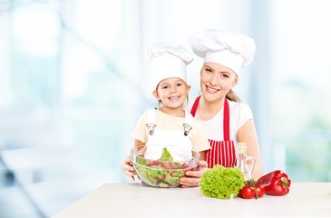 Portrait of adorable little girl with  food