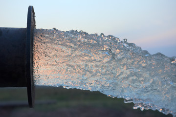 water flow out  from pipe of hi power pump.