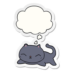 cartoon cat and thought bubble as a printed sticker
