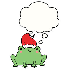 cute cartoon christmas frog and thought bubble