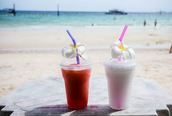 cocktail on the beach, fruit juice