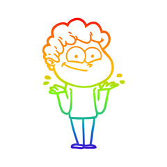 rainbow gradient line drawing cartoon happy man