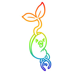 rainbow gradient line drawing cartoon sprouting seedling