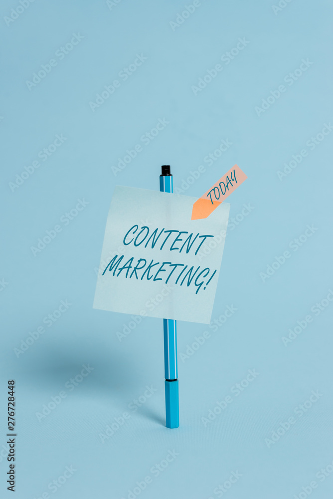 Poster writing note showing content marketing. business concept for involves the creation and sharing of on